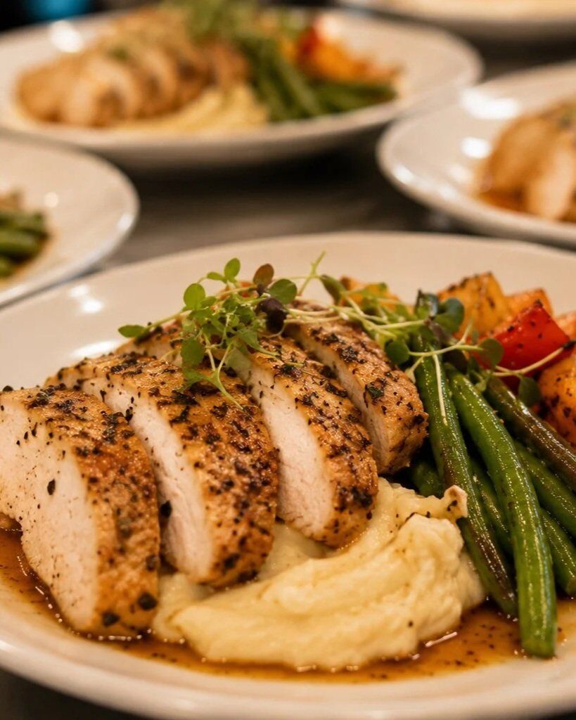 Plated entrée prepared by the on-site catering team